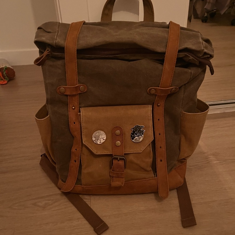 1960s/70s brown canvas messenger bagl
